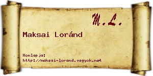 Maksai Loránd névjegykártya